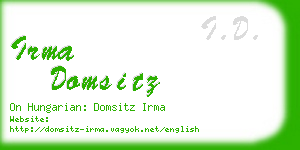 irma domsitz business card